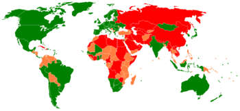  This map reflects the findings of Freedom House's survey Freedom in the World 2006, which reports the state of world freedom in 2005. It is one of the most widely used measures of democracy by researchers.[3]  ██ Free. Freedom House considers these to be liberal democracies.[4]  ██ Partly Free  ██ Not Free