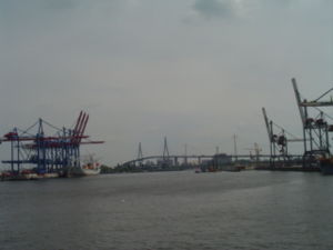 Hamburg harbour on the river Elbe