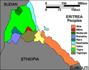 A map indicating the ethnic composition of Eritrea