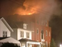 A building on fire in Columbus, Ohio,USA.