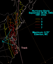 Rainfall totals from Gloria