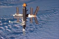 Fully constructed space station Mir in 1996