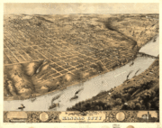 Bird's eye view of Kansas City, Missouri. Jan. 1869. Drawn by A. Ruger, Merchants Lith. Co.