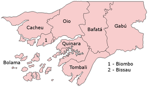 Map of the regions of Guinea-Bissau