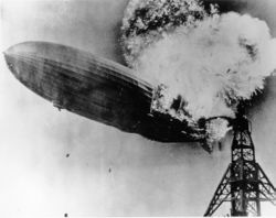 The Hindenburg — moments after catching fire, May 6, 1937