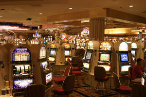 Interior of a casino.  A major part of the city economy is based on tourism, including gambling.