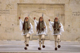 Changing of the Guard  Evzones in front of the Tomb of the Unknown Soldier in Syntagma Square