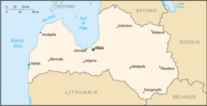 Map of Latvia with cities