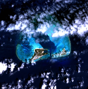 Midway Atoll - NASA NLT Landsat 7 (visible color) satellite image.