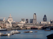 Part of the London skyline looking east from the South Bank of the Thames.