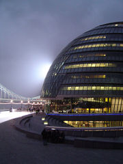 City Hall at night, headquarters of the Greater London Authority.