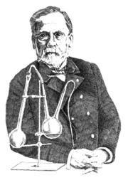 Louis Pasteur and his device for germ experiment.