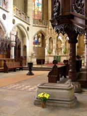 Luther's tombstone in the Castle Church in Wittenberg.