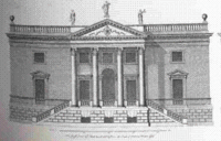 Palladian revival: Stourhead House, East facade, based on Palladio's Villa Emo.  Both images are from Colen Campbell's Vitruvius Britannicus.