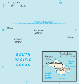 Map of Pitcairn Islands. Source:CIA World Factbook