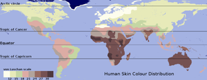 Map of skin-color distribution for "native populations" collected by Renato Biasutti prior to 1940.