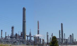 View of Shell Oil Refinery in Martinez, California.